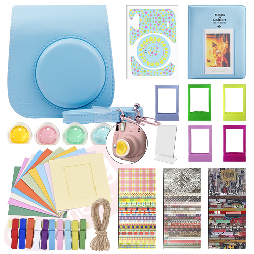 Deluxe Stylish Fun Accessory Kit for Fujifilm Instax Mini 11 Camera Sky Blue