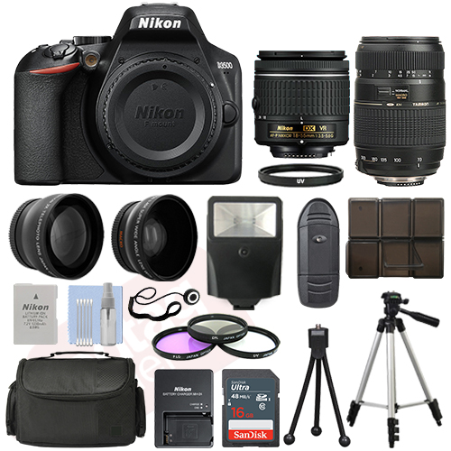 Nikon D3500 DSLR Camera + 4 Lens Kit 18-55mm VR + 70-300mm + 16GB Top